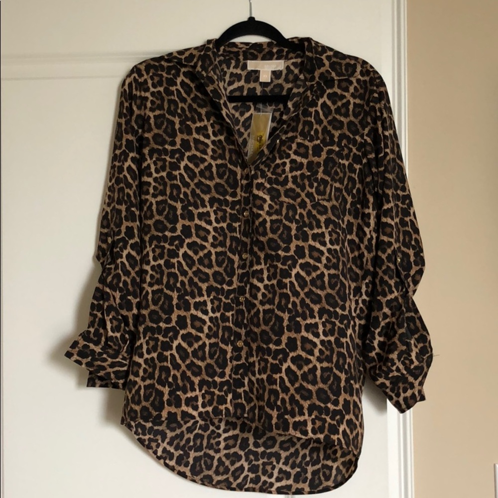 Michael Kors Cheetah blouse top with buttons